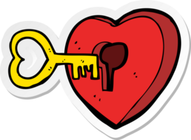 Aufkleber eines Cartoon-Herzens mit Schlüssel png