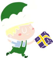 flat color style cartoon happy christmas elf png