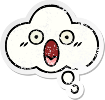 distressed sticker of a cute cartoon thought bubble png