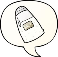 cartoon salt shaker with speech bubble in smooth gradient style png