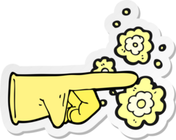 sticker of a pointing rubber glove cartoon png