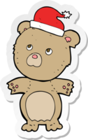 pegatina de un oso de dibujos animados con sombrero de navidad png