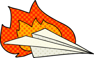 avión de papel en llamas de dibujos animados png