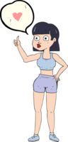 hand drawn speech bubble cartoon gym woman png