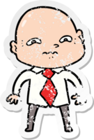 distressed sticker of a cartoon nervous man png