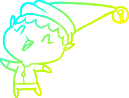 cold gradient line drawing of a happy christmas elf png