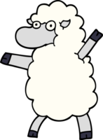 cartoon doodle sheep standing upright png