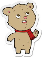 autocollant d'un ours en peluche dessin animé portant une écharpe png