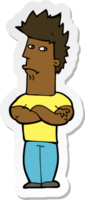 sticker of a cartoon man sulking png