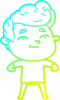 cold gradient line drawing of a happy cartoon man png