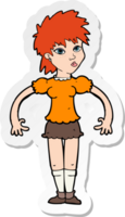 sticker of a cartoon curious woman png