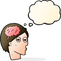 cartoon man thinking carefully with thought bubble png