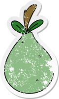 distressed sticker of a quirky hand drawn cartoon pear png