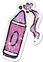 hand drawn distressed sticker cartoon doodle of a pink crayon png