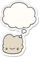 cartoon cloud with thought bubble as a printed sticker png