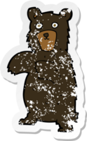 retro distressed sticker of a cartoon black bear png