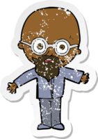 retro distressed sticker of a cartoon genius scientist png