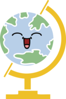 plat Couleur rétro dessin animé de une globe de le monde png