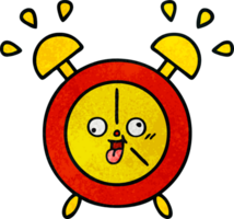 retro grunge textura dibujos animados de un alarma reloj png