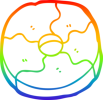 rainbow gradient line drawing of a cartoon biscuit png