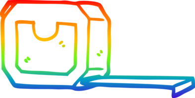 rainbow gradient line drawing of a cartoon measuring tape png