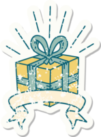 versleten oud sticker van een tatoeëren stijl Kerstmis Cadeau png