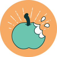Ikone eines gebissenen Apfels im Tattoo-Stil png