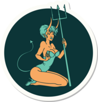 sticker of tattoo in traditional style of a pinup devil girl png