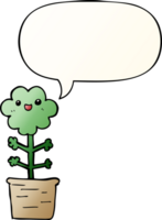 cartoon flower with speech bubble in smooth gradient style png