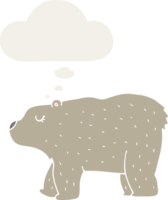 cartoon bear with thought bubble in retro style png