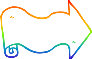 rainbow gradient line drawing of a cartoon arrow png