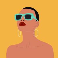 a woman wearing sunglasses and earrings vector