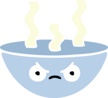 flat color retro cartoon of a bowl of hot soup png