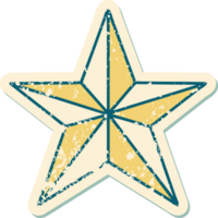 iconic distressed sticker tattoo style image of a star png