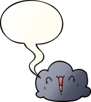 happy cloud cartoon with speech bubble in smooth gradient style png