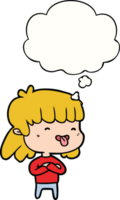 cartoon girl sticking out tongue with thought bubble png