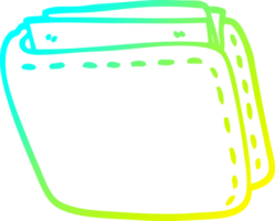 cold gradient line drawing of a cartoon old leather wallet png