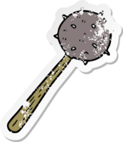 distressed sticker of a cartoon mace png