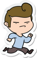 sticker of a cartoon cool guy with fashion hair cut png