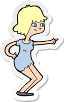 sticker of a cartoon girl pointing png
