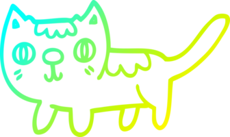 frio gradiente linha desenhando do uma desenho animado pequeno gato png