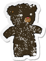 autocollant rétro en détresse d'un ours noir de dessin animé png