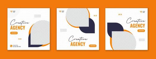 Set of creative corporate agency social media post design. Editable digital marketing square template set vector