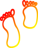 warm gradient line drawing of a cartoon foot prints png