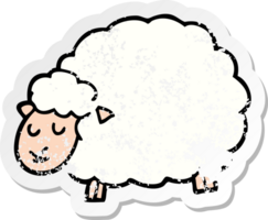 distressed sticker of a cartoon sheep png