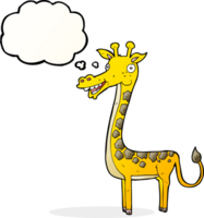 dessin animé girafe avec bulle de pensée png