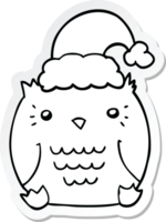 sticker of a cute cartoon owl wearing christmas hat png