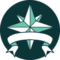 icône de style de tatouage avec la bannière d'une étoile png
