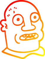 warm gradient line drawing of a cartoon mans head png