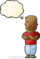 cartoon tough guy with thought bubble png